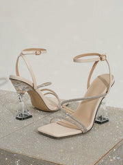 Fashionable High-heeled Women's Sandals With Crystal Decoration